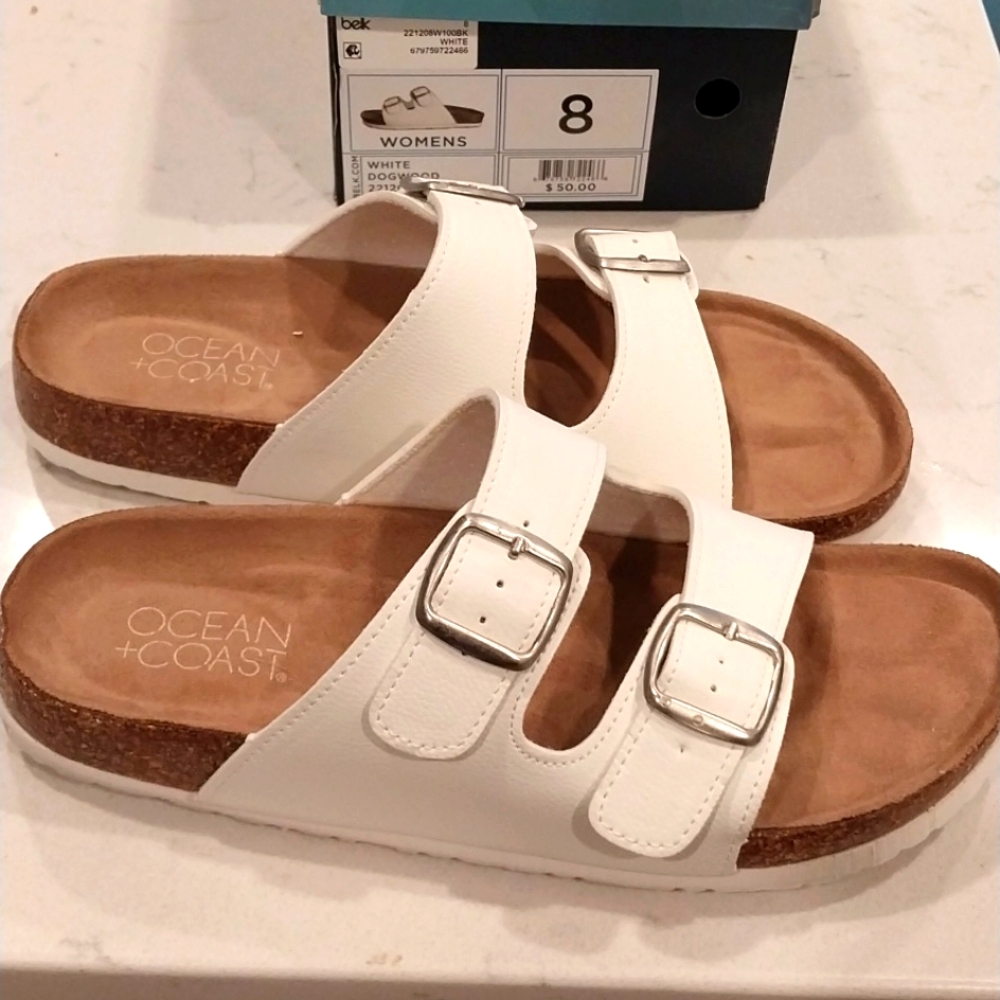 White sandals/adjustable straps